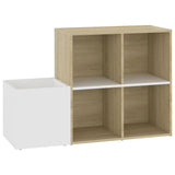 Opbergkast 105x35,5x70 cm bewerkt hout wit en sonoma eikenkleur - AllerleiShop