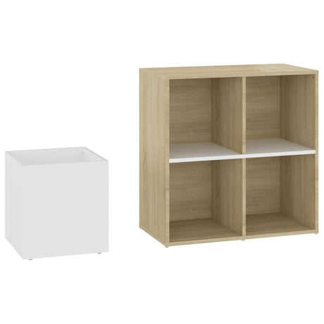 Opbergkast 105x35,5x70 cm bewerkt hout wit en sonoma eikenkleur - AllerleiShop