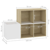 Opbergkast 105x35,5x70 cm bewerkt hout wit en sonoma eikenkleur - AllerleiShop