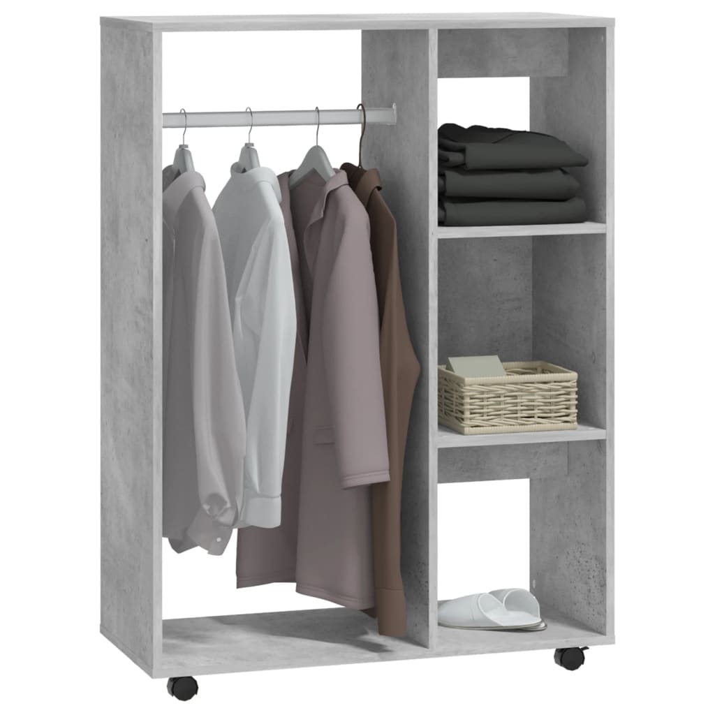 Kledingkast 80x40x110 cm bewerkt hout betongrijs - AllerleiShop