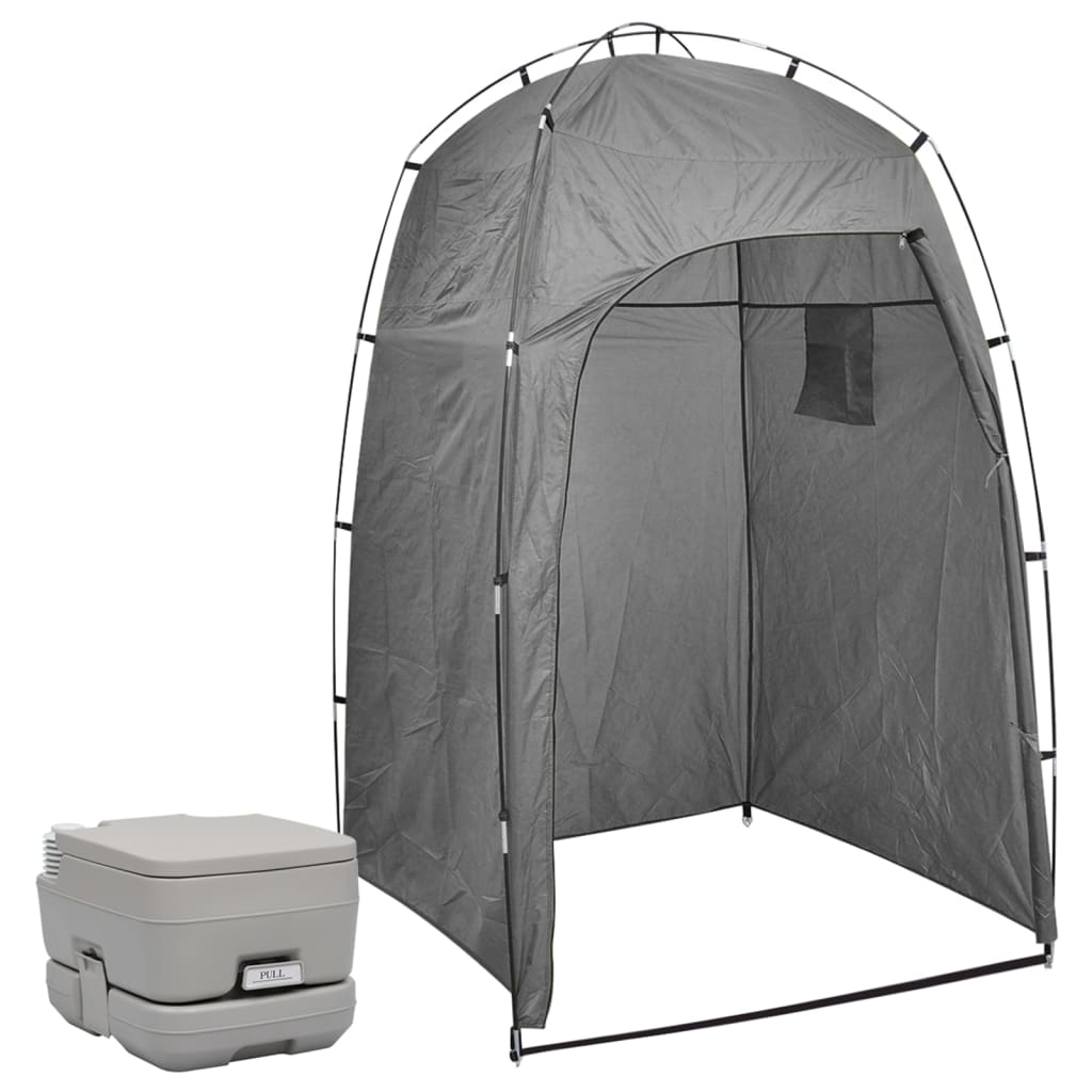 Kampeertoilet met tent draagbaar 10 + 10 L
