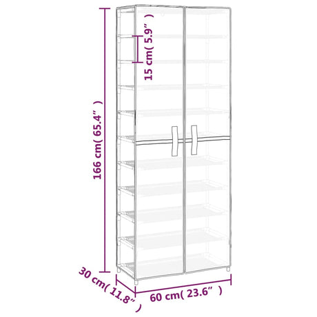 Schoenenkast 60x30x166 cm stof grijs - AllerleiShop