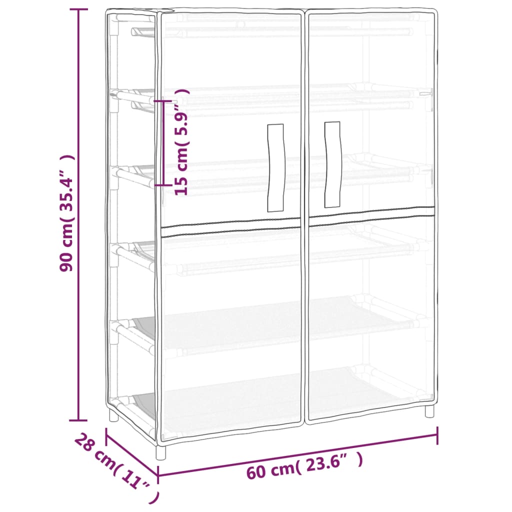 Schoenenkast 60x28x90 cm stof grijs - AllerleiShop