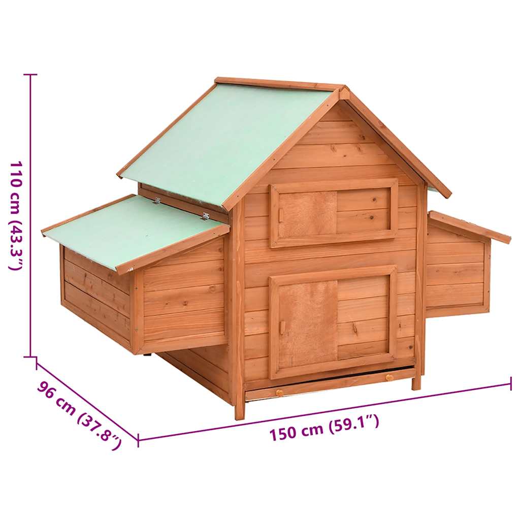 Kippenhok 150x96x110 cm massief vurenhout