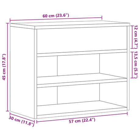 Schoenenbank 60x30x45 cm bewerkt hout wit - AllerleiShop