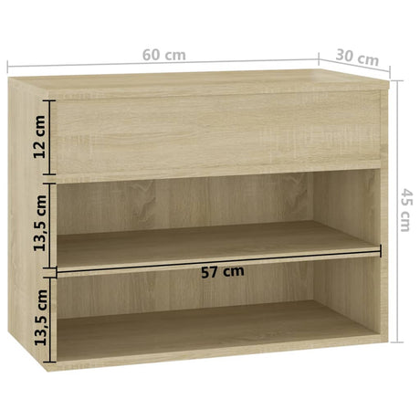 Schoenenbank 60x30x45 cm bewerkt hout sonoma eikenkleurig - AllerleiShop