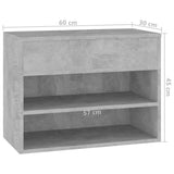 Schoenenbank 60x30x45 cm bewerkt hout betongrijs - AllerleiShop