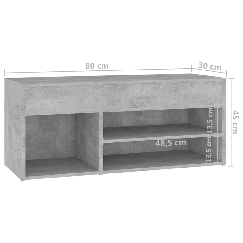 Schoenenbank 80x30x45 cm bewerkt hout betongrijs - AllerleiShop