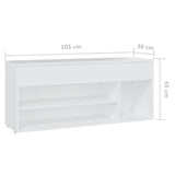 Schoenenbank 105x30x45 cm bewerkt hout wit - AllerleiShop