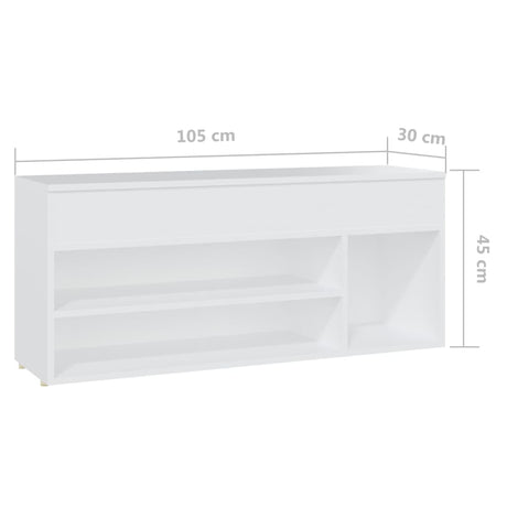 Schoenenbank 105x30x45 cm bewerkt hout wit - AllerleiShop