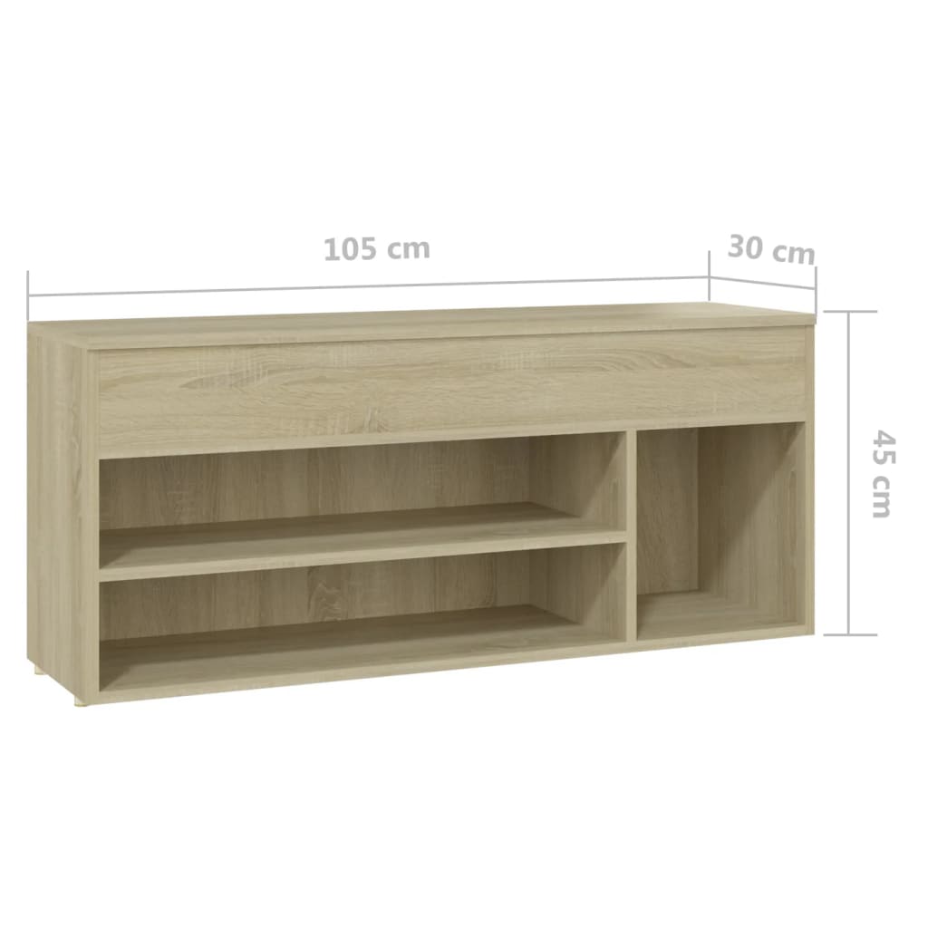 Schoenbank 105x30x45 cm bewerkt hout sonoma eikenkleurig - AllerleiShop