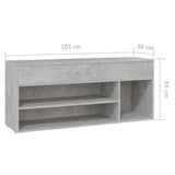 Schoenenbank 105x30x45 cm bewerkt hout betongrijs - AllerleiShop