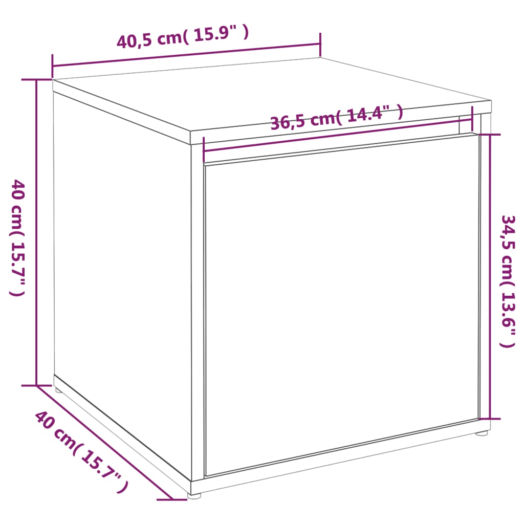 Opbergbox met lade 40,5x40x40 cm bewerkt hout hoogglans wit - AllerleiShop