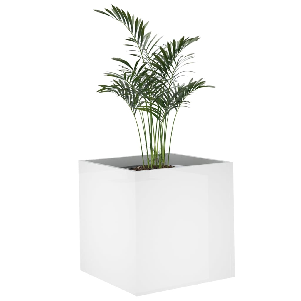 Plantenbak 40x40x40 cm bewerkt hout hoogglans wit - AllerleiShop