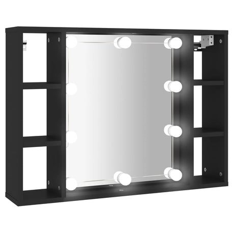 Spiegelkast met LED-verlichting 76x15x55 cm zwart - AllerleiShop