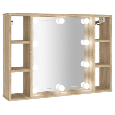 Spiegelkast met LED-verlichting 76x15x55 cm sonoma eikenkleur - AllerleiShop