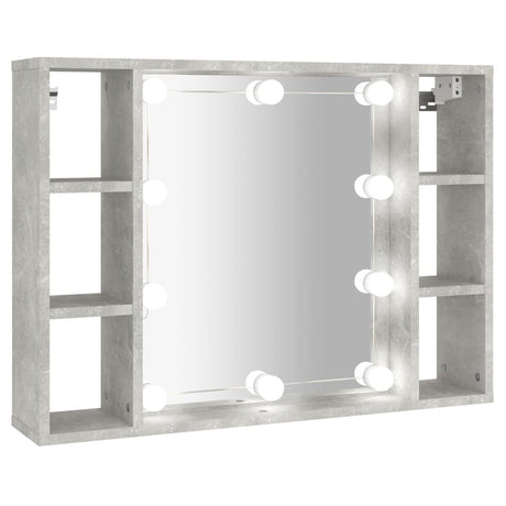 Spiegelkast met LED-verlichting 76x15x55 cm betongrijs - AllerleiShop