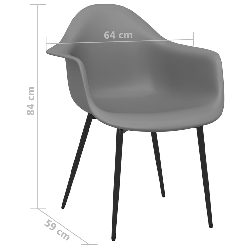 Eetkamerstoelen 2 st PP grijs - AllerleiShop