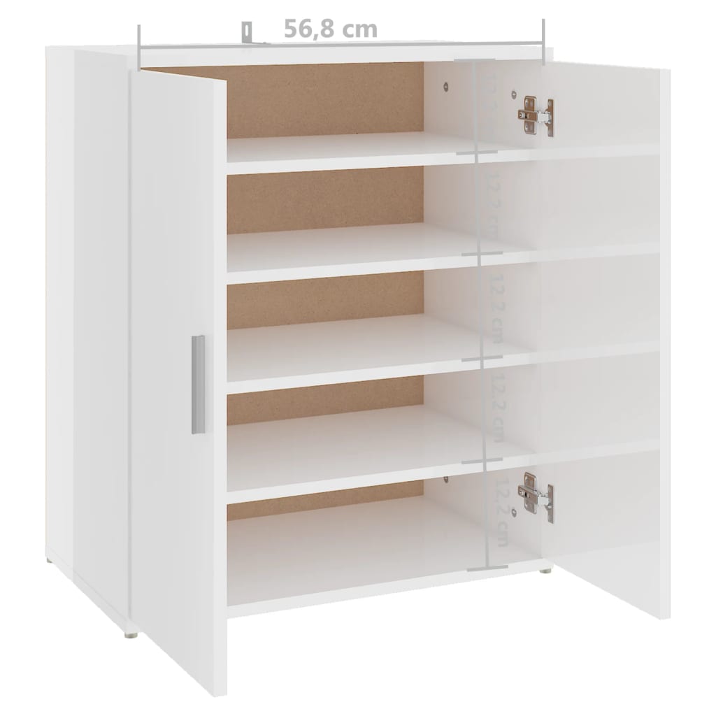 Schoenenkast 60x35x70 cm bewerkt hout hoogglans wit - AllerleiShop