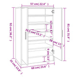 Schoenenkast 60x35x92 cm bewerkt hout wit - AllerleiShop