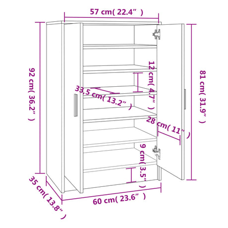 Schoenenkast 60x35x92 cm bewerkt hout wit - AllerleiShop