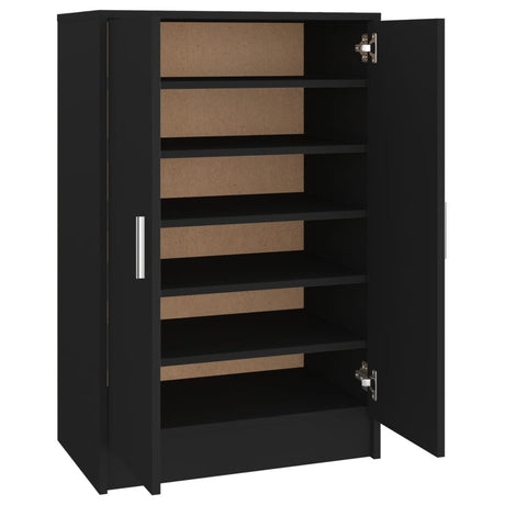 Schoenenkast 60x35x92 cm bewerkt hout zwart - AllerleiShop