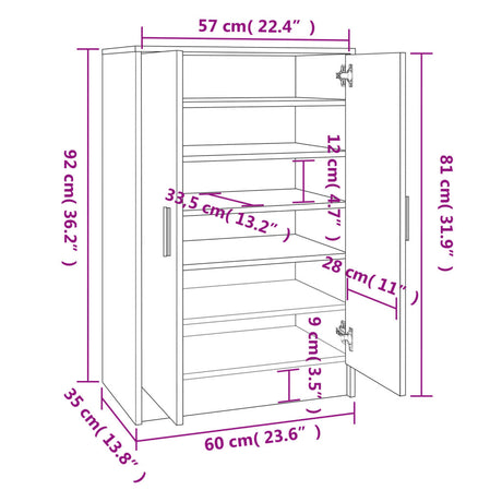 Schoenenkast 60x35x92 cm bewerkt hout zwart - AllerleiShop