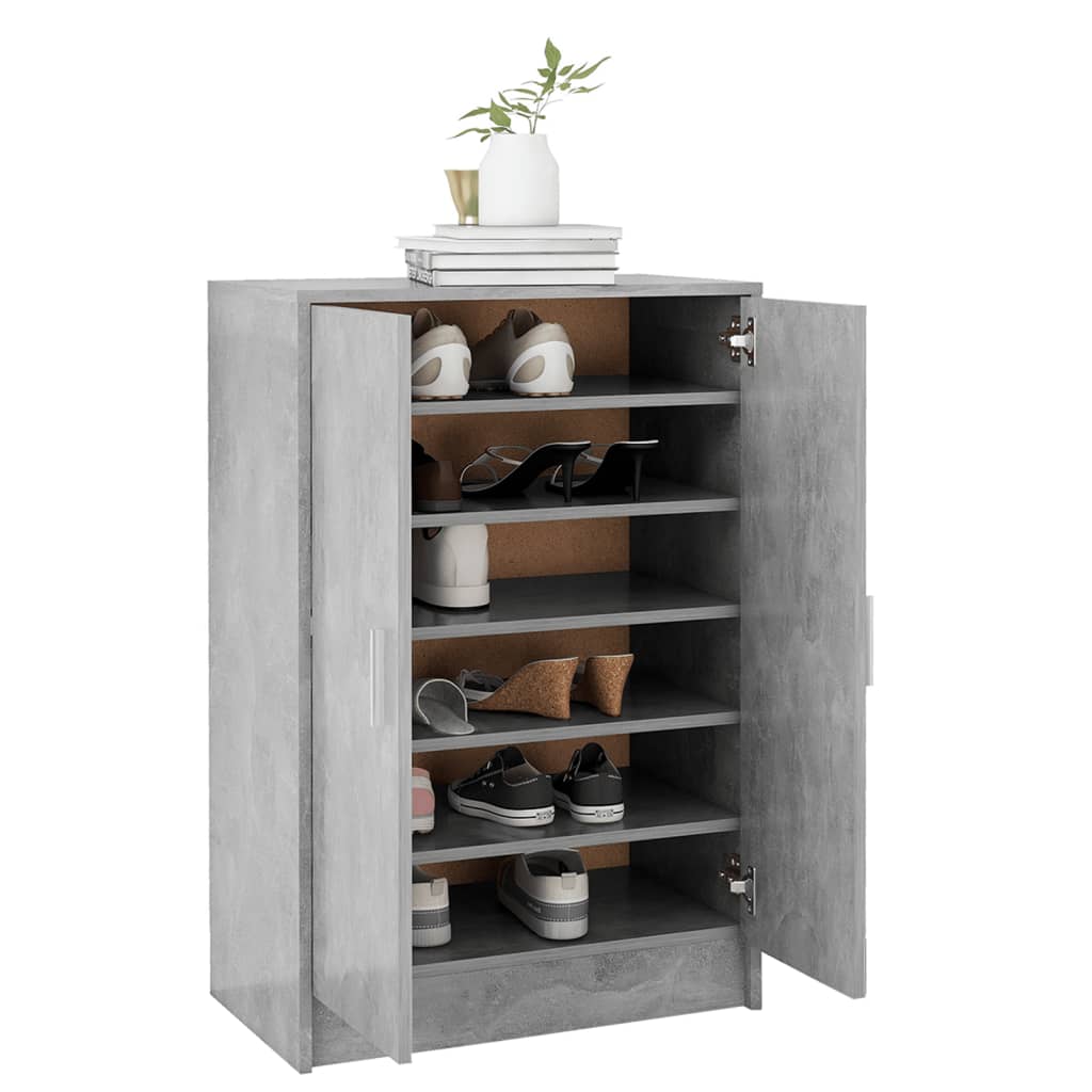 Schoenenkast 60x35x92 cm bewerkt hout betongrijs - AllerleiShop