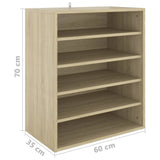 Schoenenkast 60x35x70 cm bewerkt hout sonoma eikenkleurig - AllerleiShop