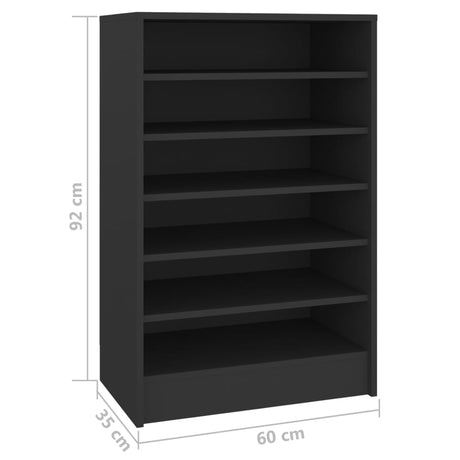 Schoenenkast 60x35x92 cm bewerkt hout zwart - AllerleiShop