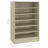 Schoenenkast 60x35x92 cm bewerkt hout sonoma eikenkleurig - AllerleiShop