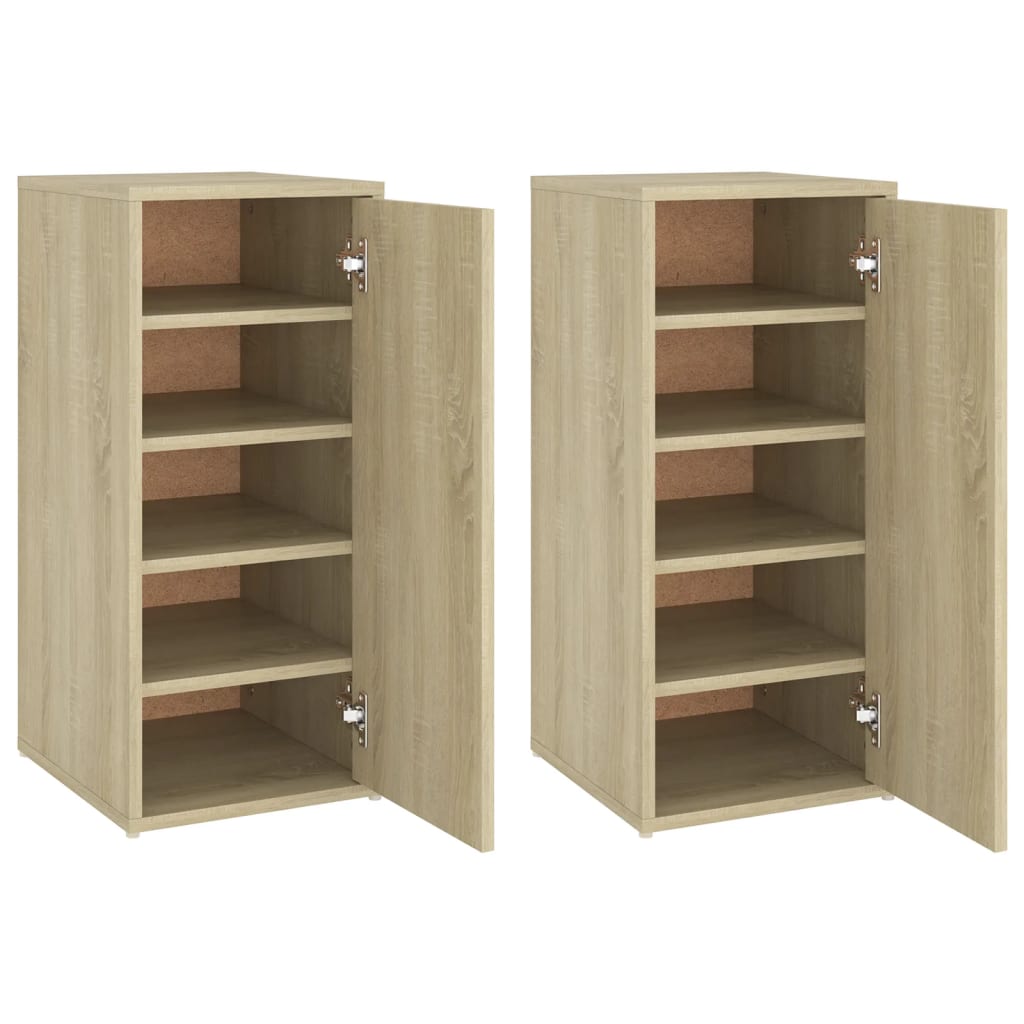 Schoenenkasten 2 st 32x35x70 cm spaanplaat sonoma eikenkleurig - AllerleiShop