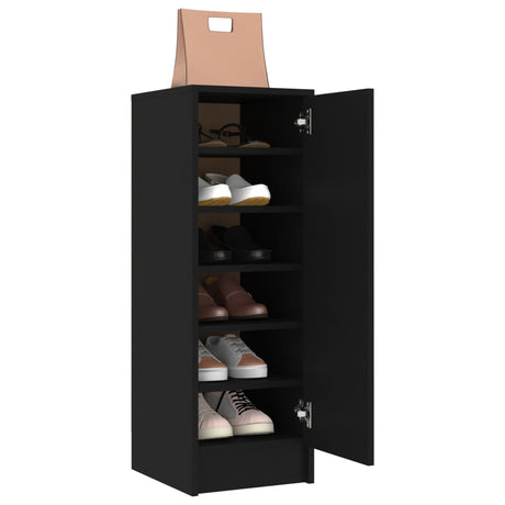 Schoenenkast 32x35x92 cm bewerkt hout zwart - AllerleiShop