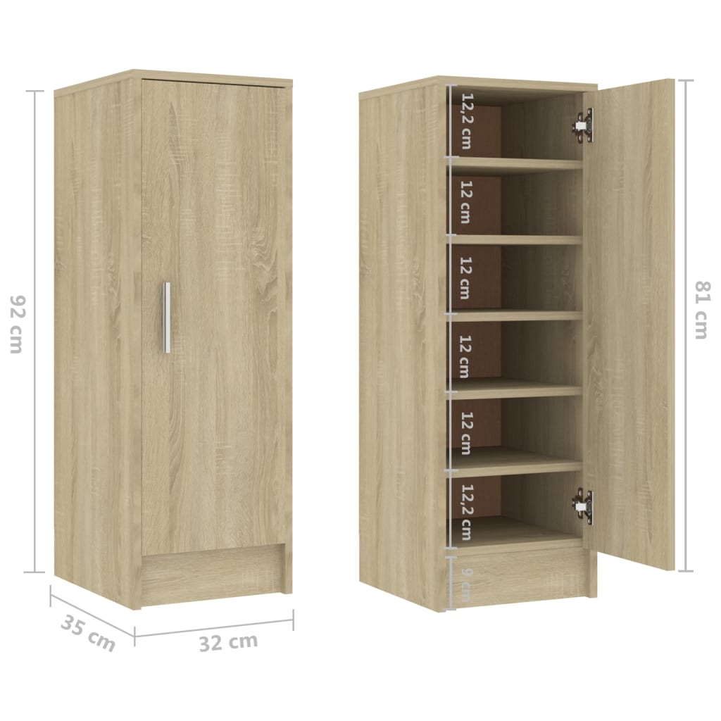 Schoenenkast 32x35x92 cm bewerkt hout sonoma eikenkleurig - AllerleiShop