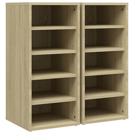 Schoenenkasten 2 st 31,5x35x70 cm hout sonoma eikenkleur - AllerleiShop