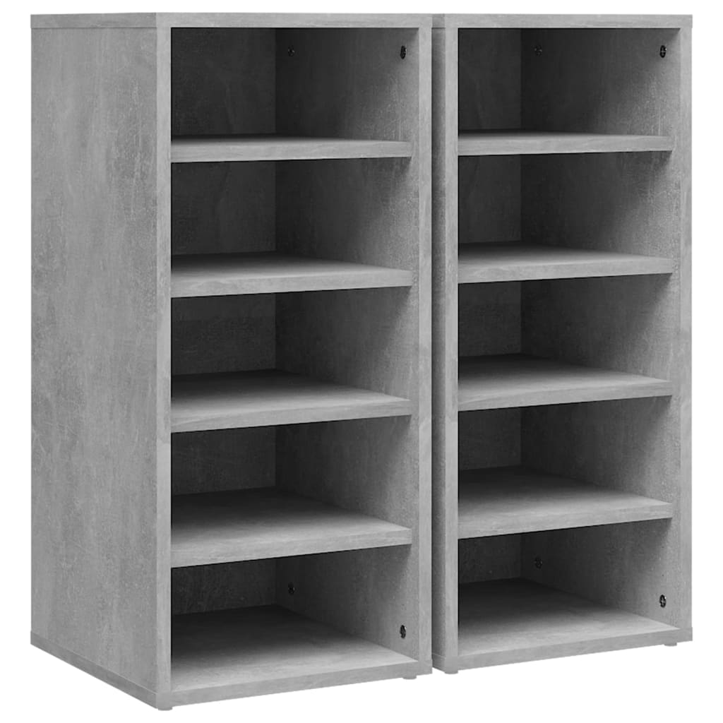 Schoenenkasten 2 st 31,5x35x70 cm bewerkt hout betongrijs - AllerleiShop