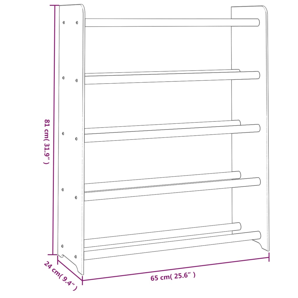 Schoenenrek 65x24x81 cm bewerkt hout bruin - AllerleiShop