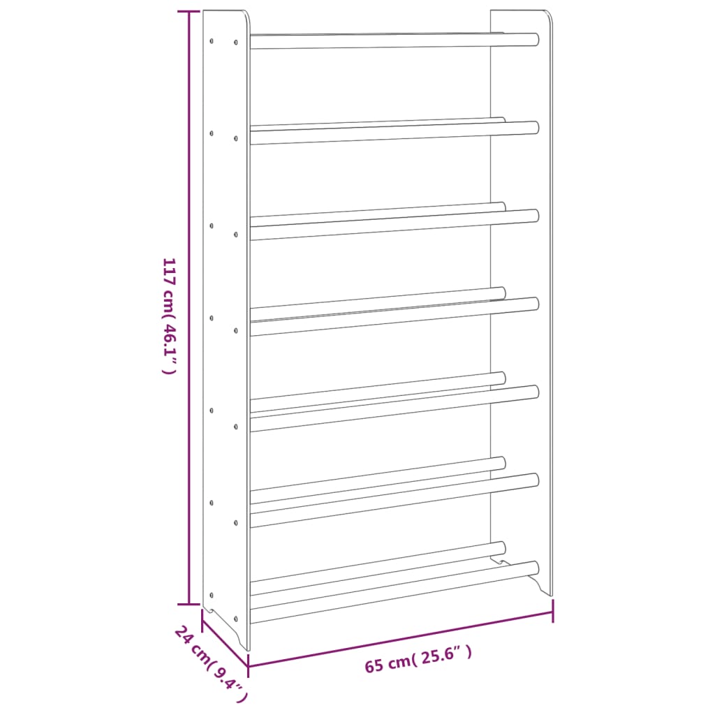 Schoenenrek 65x24x117 cm bewerkt hout bruin - AllerleiShop