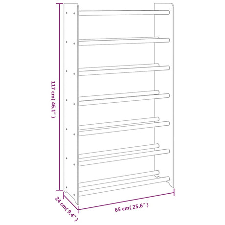 Schoenenrek 65x24x117 cm bewerkt hout bruin - AllerleiShop