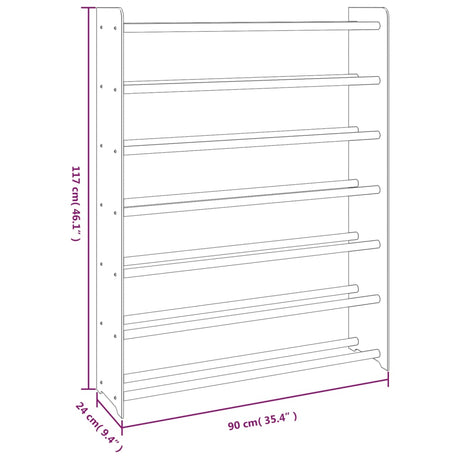 Schoenenrek 90x24x117 cm bewerkt hout bruin - AllerleiShop