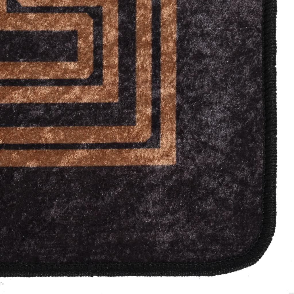 Vloerkleed wasbaar anti-slip 160x230 cm zwart en goudkleurig