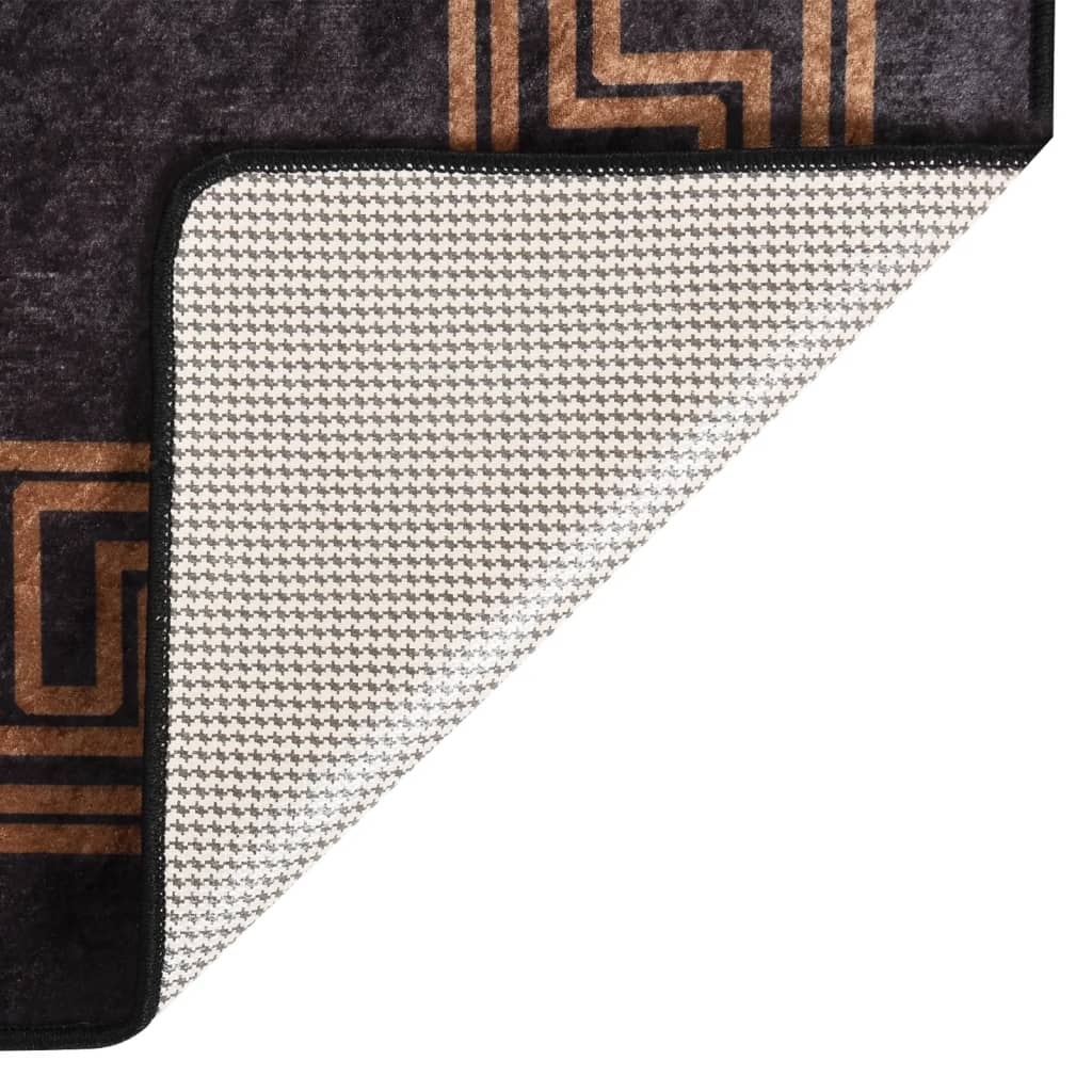 Vloerkleed wasbaar anti-slip 160x230 cm zwart en goudkleurig
