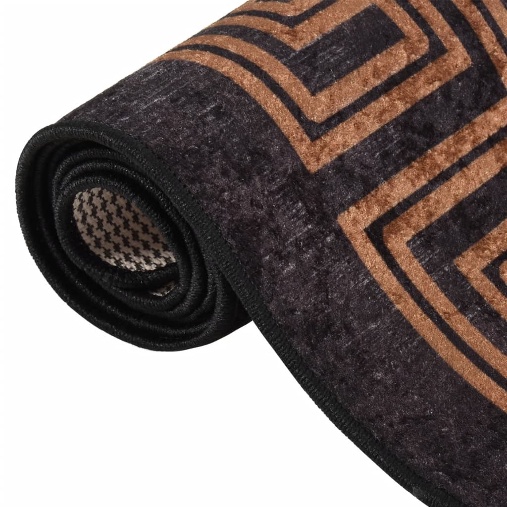 Vloerkleed wasbaar anti-slip 160x230 cm zwart en goudkleurig