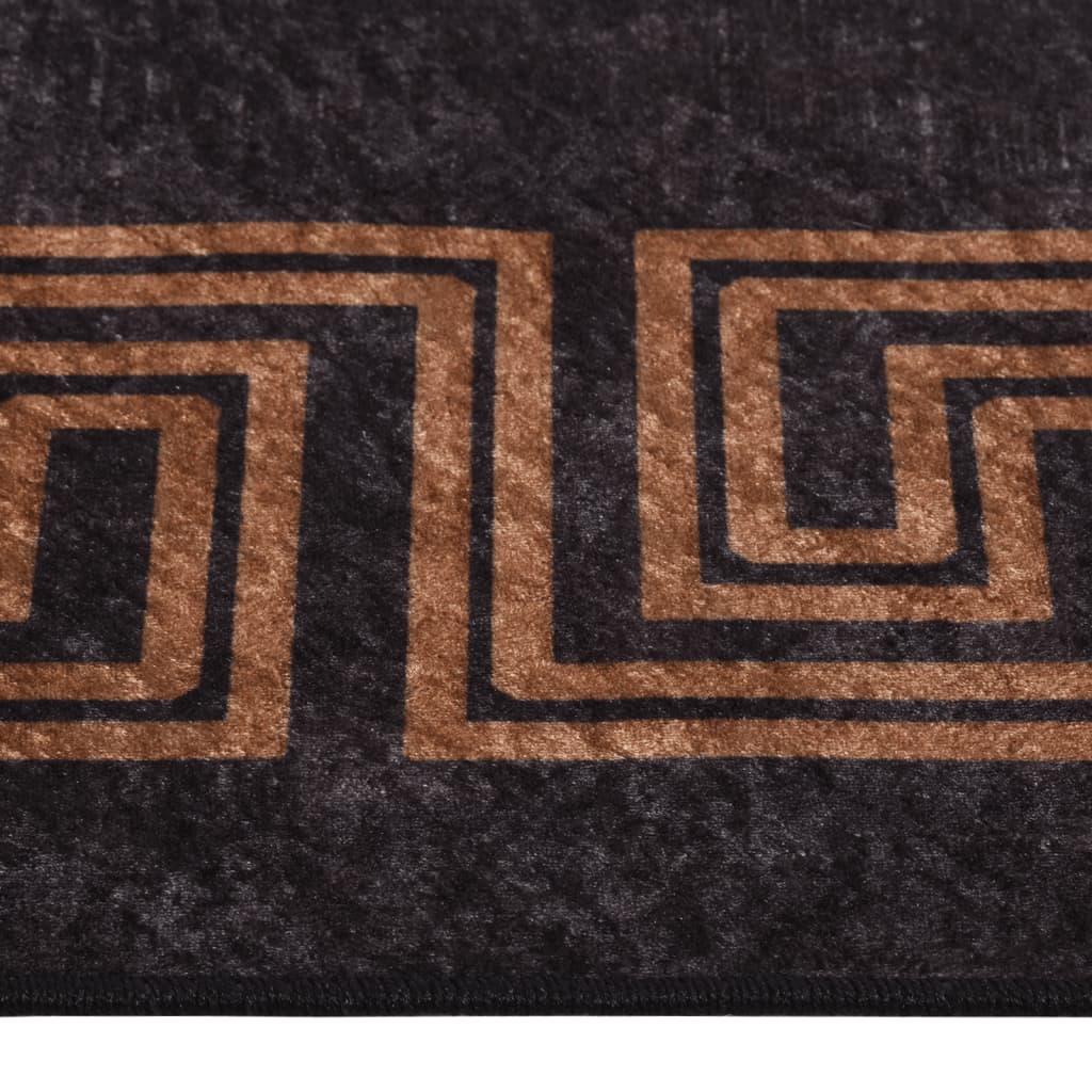 Vloerkleed wasbaar anti-slip 160x230 cm zwart en goudkleurig