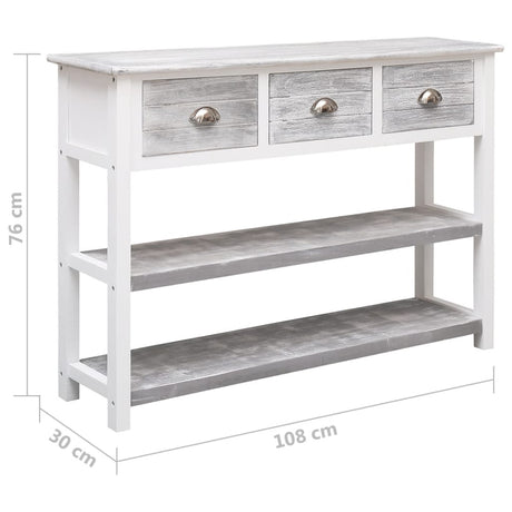 Dressoir 108x30x76 cm massief paulowniahout antiekgrijs - AllerleiShop