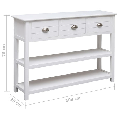 Dressoir 108x30x76 cm massief paulowniahout wit - AllerleiShop