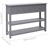 Dressoir 108x30x76 cm massief paulowniahout grijs - AllerleiShop