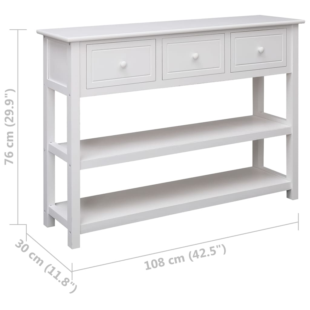 Dressoir 108x30x76 cm massief paulowniahout wit - AllerleiShop