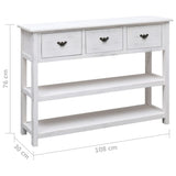 Dressoir 108x30x76 cm massief paulowniahout antiekwit - AllerleiShop