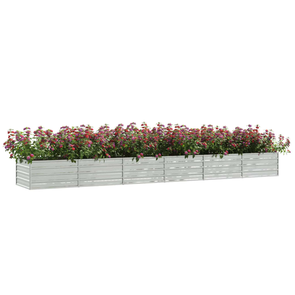 Plantenbak verhoogd 480x80x45 cm gegalvaniseerd staal zilver